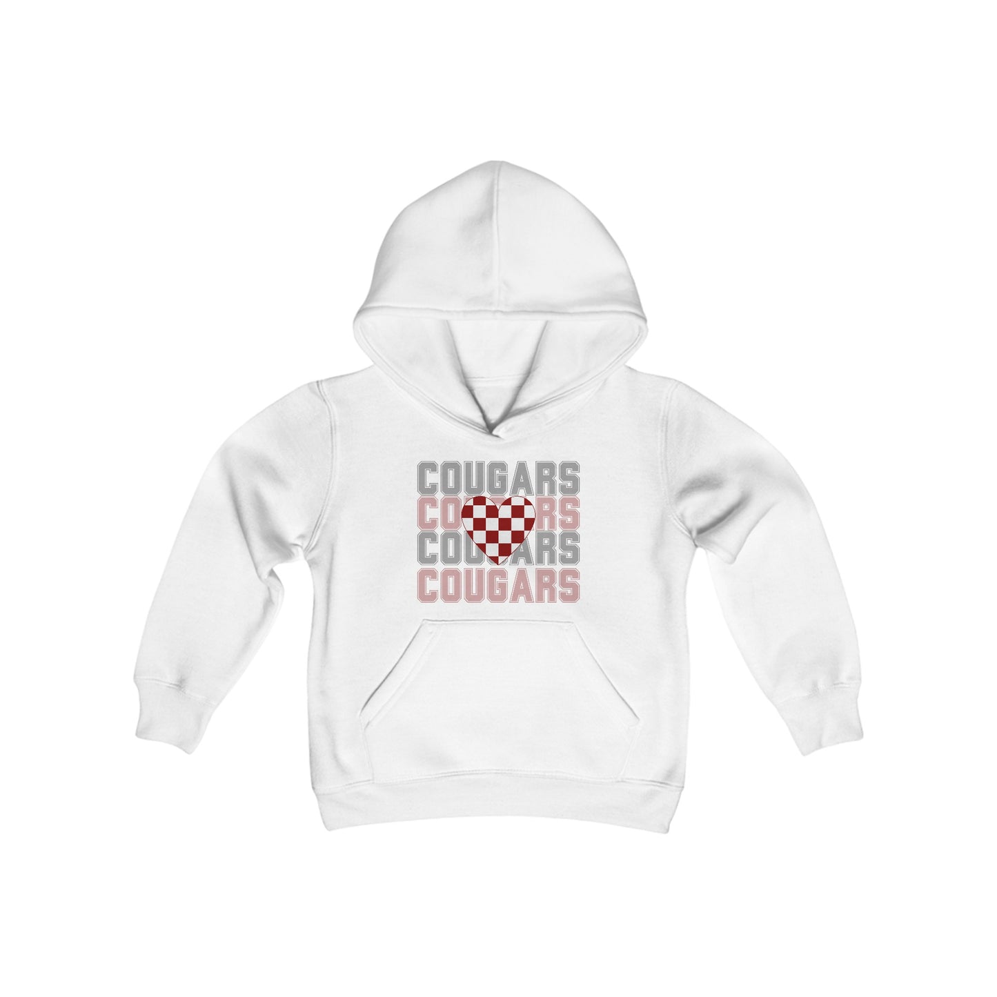 Cougars Heart Youth Heavy Blend Hooded Sweatshirt
