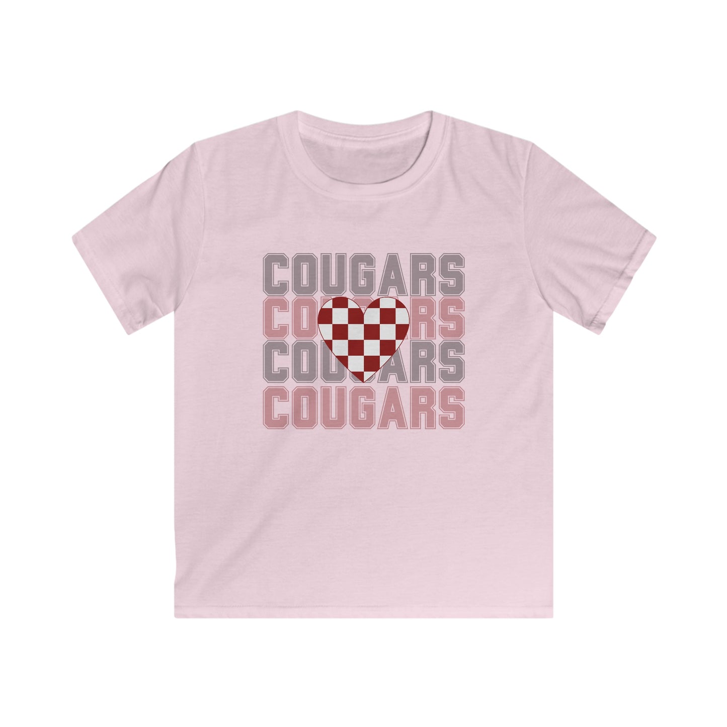 Heart Cougar Kids Softstyle Tee