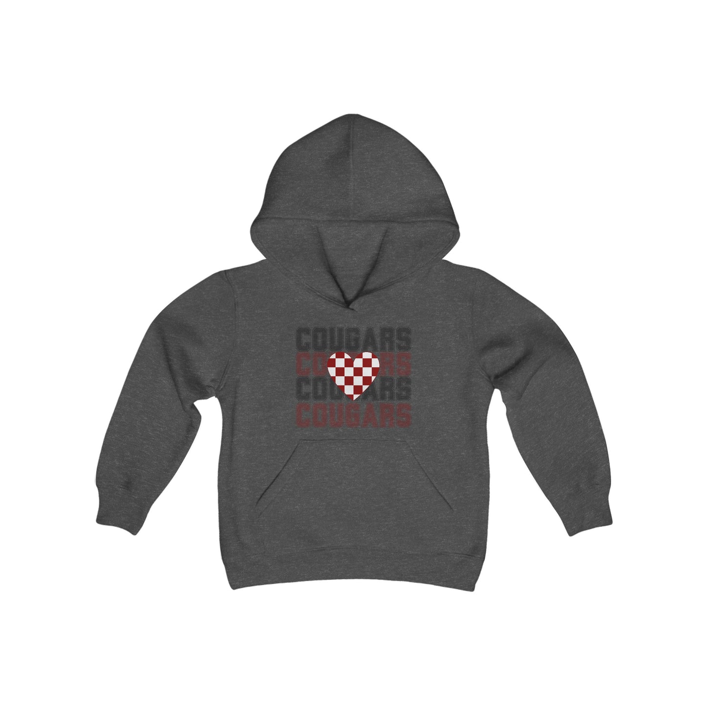 Cougars Heart Youth Heavy Blend Hooded Sweatshirt