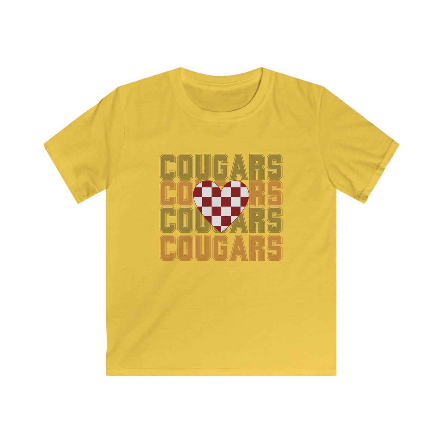 Heart Cougar Kids Softstyle Tee